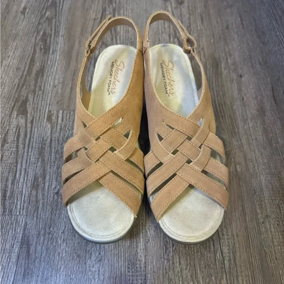 Women's Sketchers Chestnut Parallel Love Song Wedge Sandals Size 10 Like New - Picture 3 of 10